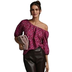 NWT Anthropologie Floral Off the Shoulder Blouse SZ: XL